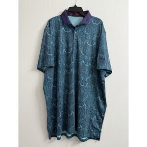 Greyson Golf Herbarium Salamander Polo All Over Print Men’s XXL Purple Green